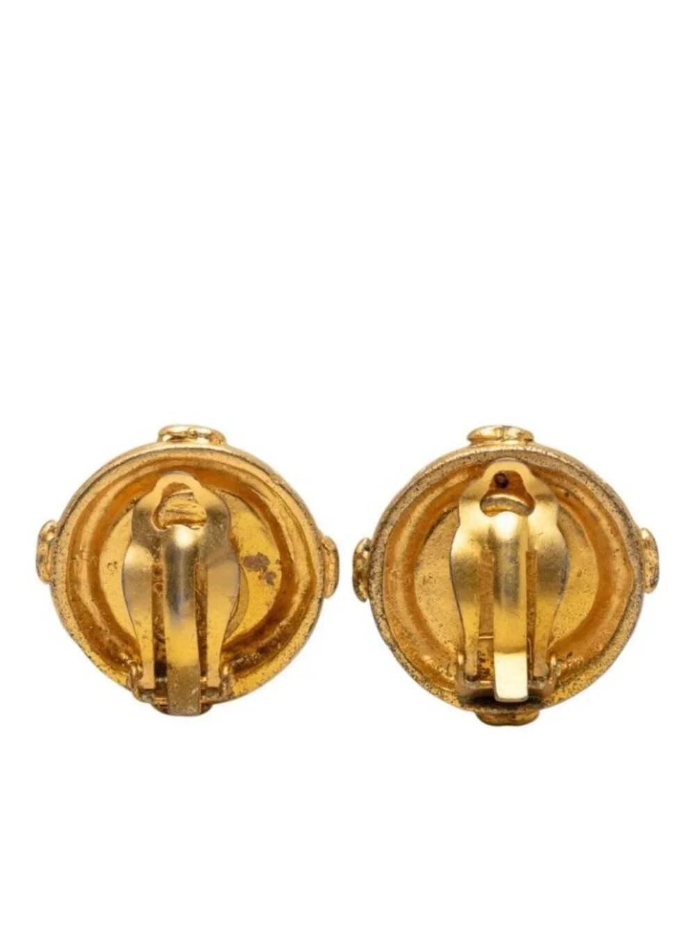 Chanel CC Logo Earrings Gold Plated
